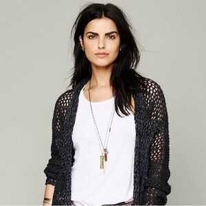 Free People Grey Crochet Cardigan